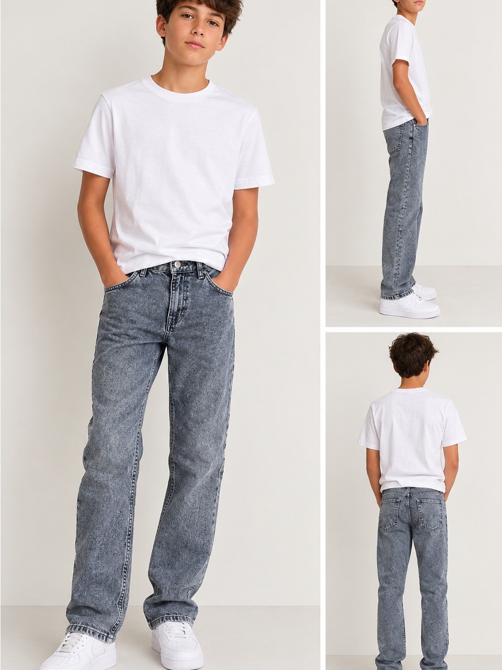 H&M Men's Straight Jeans in Acid Wash Gray